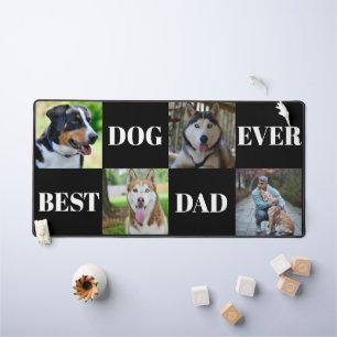 Modern Black Dog Dad Four Photo Collage Desk Mat