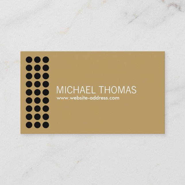 Modern Black Dot Pattern on Gold Business Card (Front)