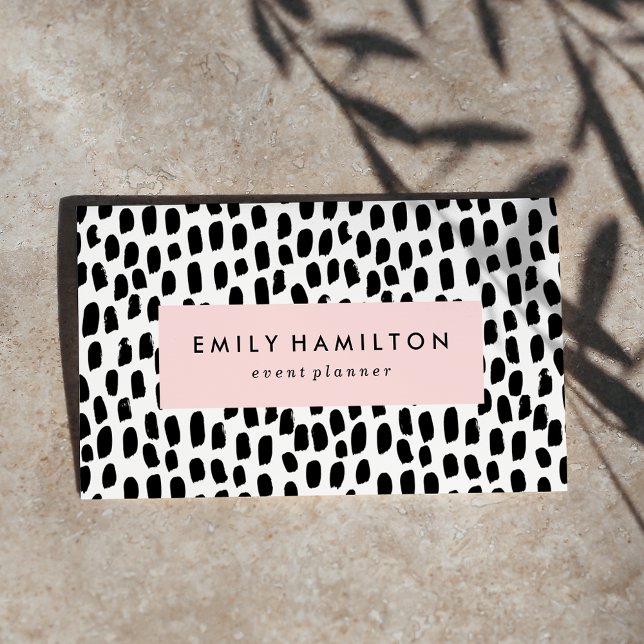 Modern Black Dots Blush Pink Business Card (Creator Uploaded)