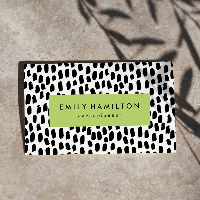 Modern Black Dots Lime Green Business Card (Creator Uploaded)