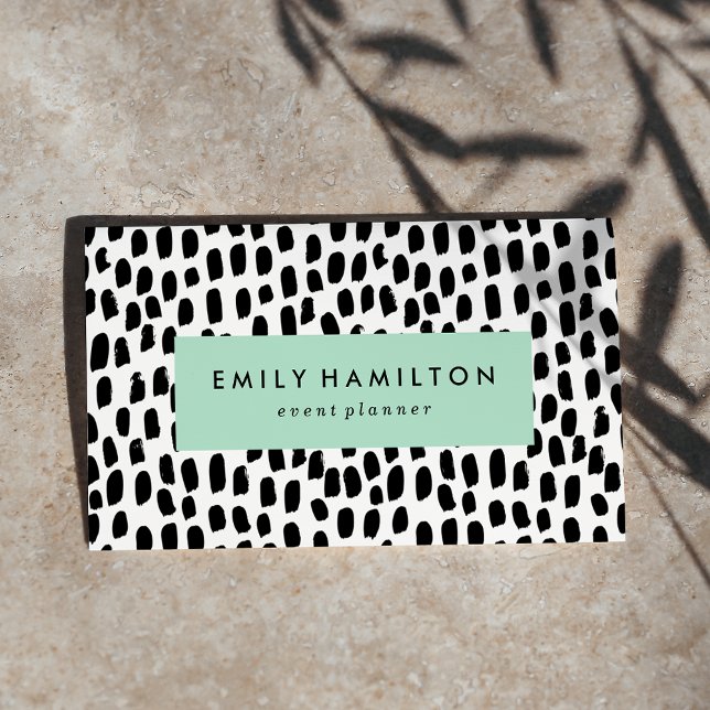 Modern Black Dots Mint Green Business Card (Creator Uploaded)