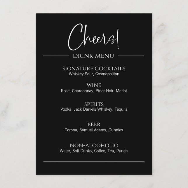 Modern Black Drink Flat Menu (Front)