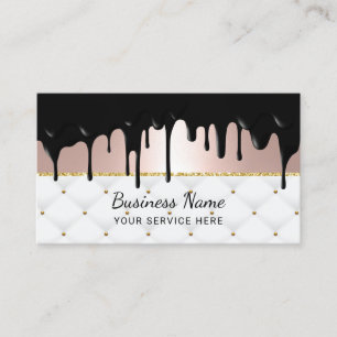 Modern Black Drips Rose Gold Luxury Salon & Spa Business Card