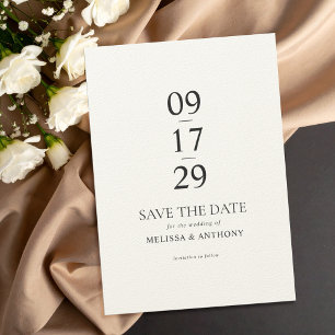 Modern Black Ecru Minimalist Wedding Save The Date