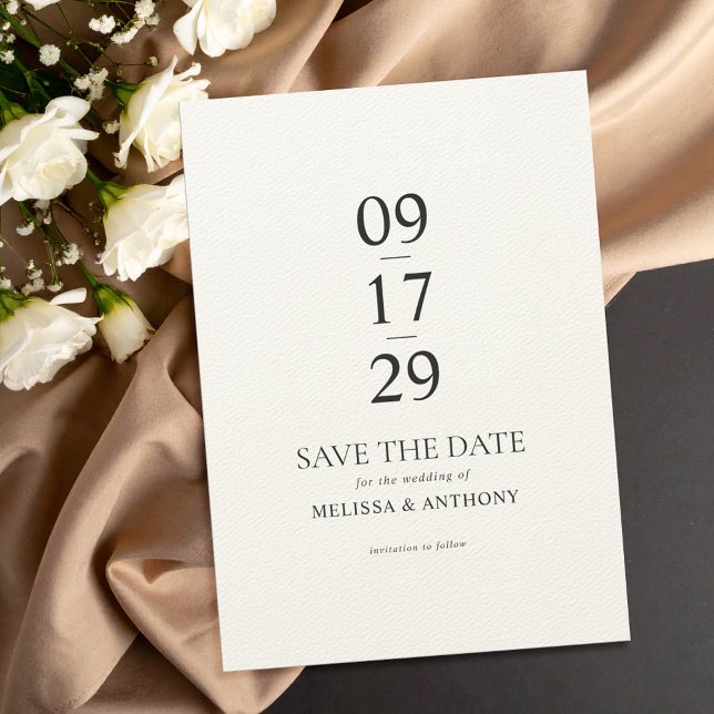 Modern Black Ecru Minimalist Wedding Save The Date (Creator Uploaded)