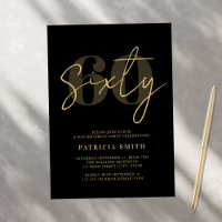 Modern Black Elegant 60th Birthday