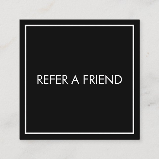 Modern Black Elegant Beauty Salon Referral Card (Front)