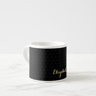 Modern Black Elegant Gold Script Chic Monogrammed Espresso Cup