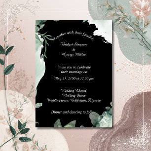 modern black elegant periwinkle Wedding Invitation