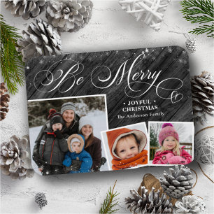 Modern Black Elegant Script Snowflakes Bokeh Flare Magnet