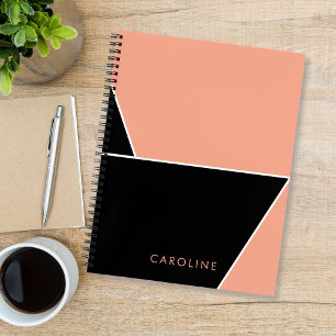 Modern Black elegant trendy personalised  Notebook