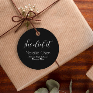 Modern Black Elegant Typography Graduate Favour Tags
