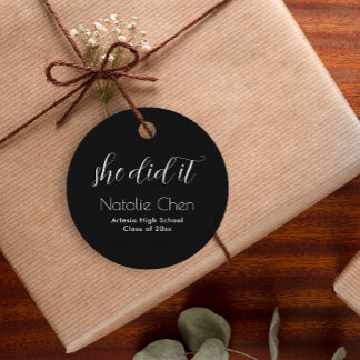 Modern Black Elegant Typography Graduate Favour Tags
