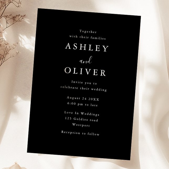 Modern Black Elegant Wedding Invitation (Creator Uploaded)