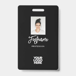 Modern Black Employee Photo, Logo, Name ID Badge