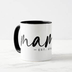 Modern Black Est, Year Text MAMA White Mug