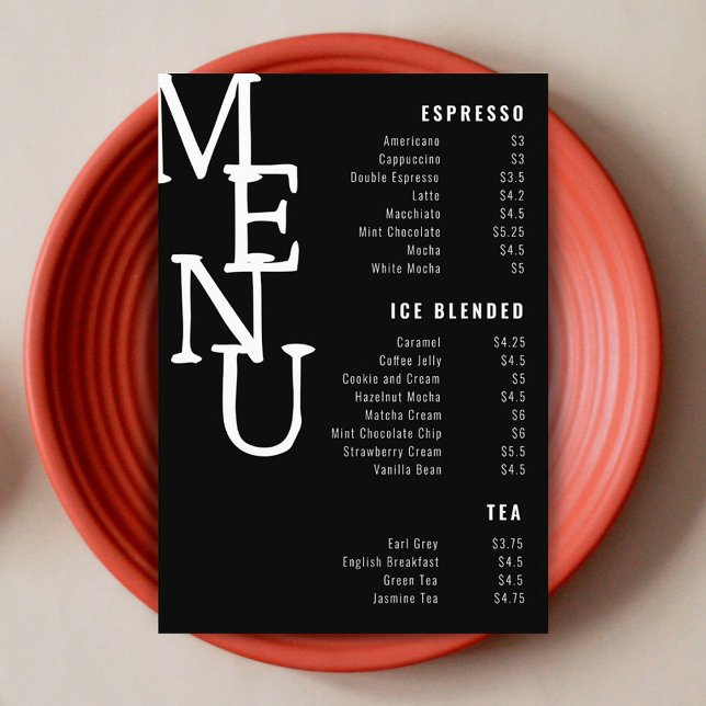 Modern Black Eternity Bar Menu Petite Paper Co. (Creator Uploaded)