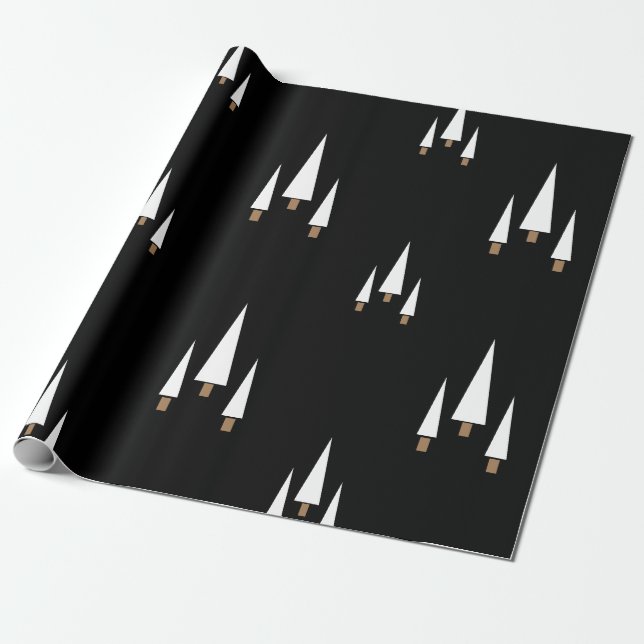 Modern Black Farmhouse Christmas Tree Wrapping Paper (Unrolled)