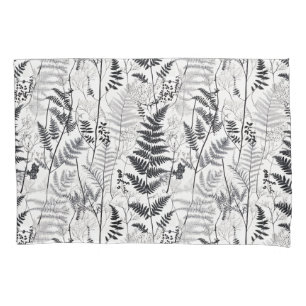 Modern black fern pattern  pillowcase