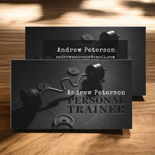 Modern black fitness personal trainer workout business card