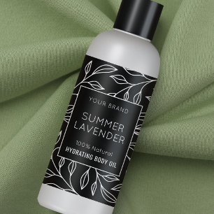 Modern Black Floral 4 OZ Cosmetic Bottle Label