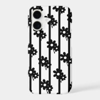 Modern Black Flowers With Vertical Lines