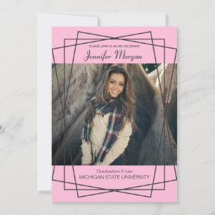 Modern Black Frame Photo Graduation Invitation