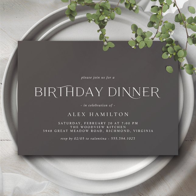 Modern Black | Gender Neutral Birthday Dinner Invitation (Creator Uploaded)