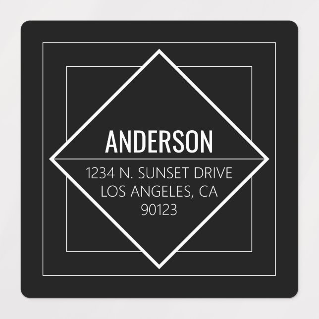 Modern Black Geometric Return Address  (Design 1)