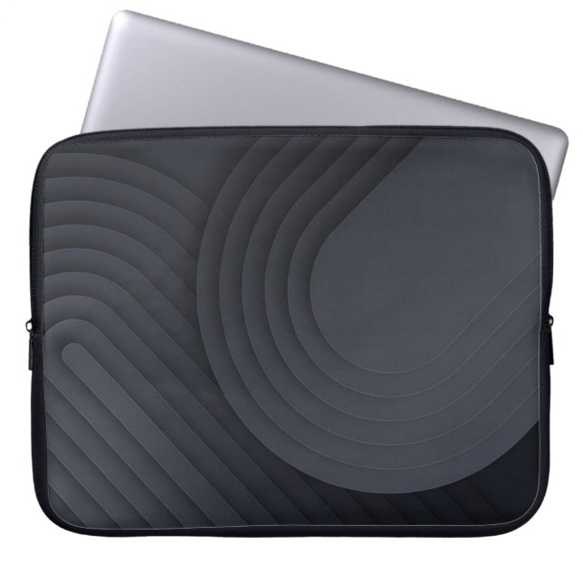 Modern Black Geometric Shapes Texture Laptop Sleeve (Front)