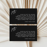 Modern Black Gift Registry Honeymoon Fund Wedding Enclosure Card<br><div class="desc">Modern Black Gift Registry Honeymoon Fund Wedding Cards for your wedding!</div>