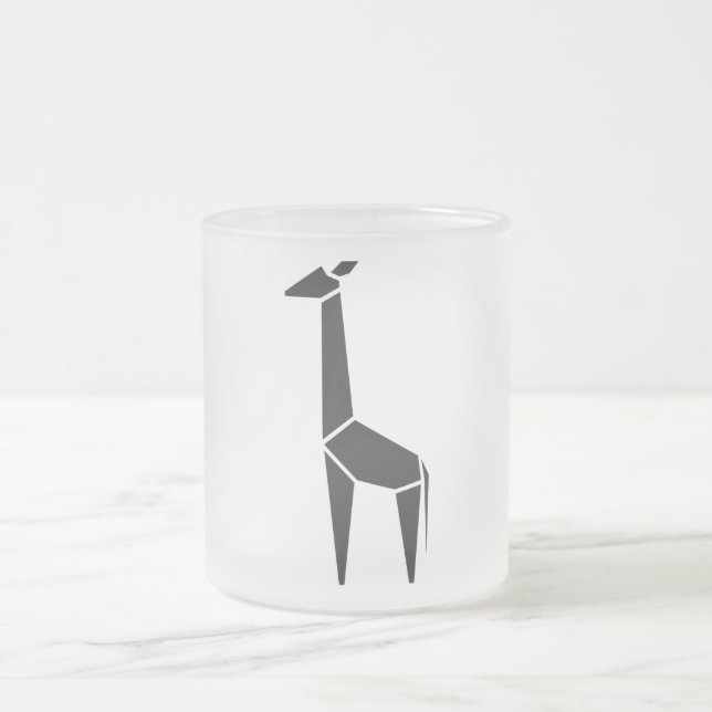 Modern black giraffe symbol frosted glass coffee mug (Center)