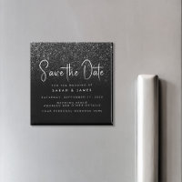 Modern Black Glitter Chic Wedding Save the Date