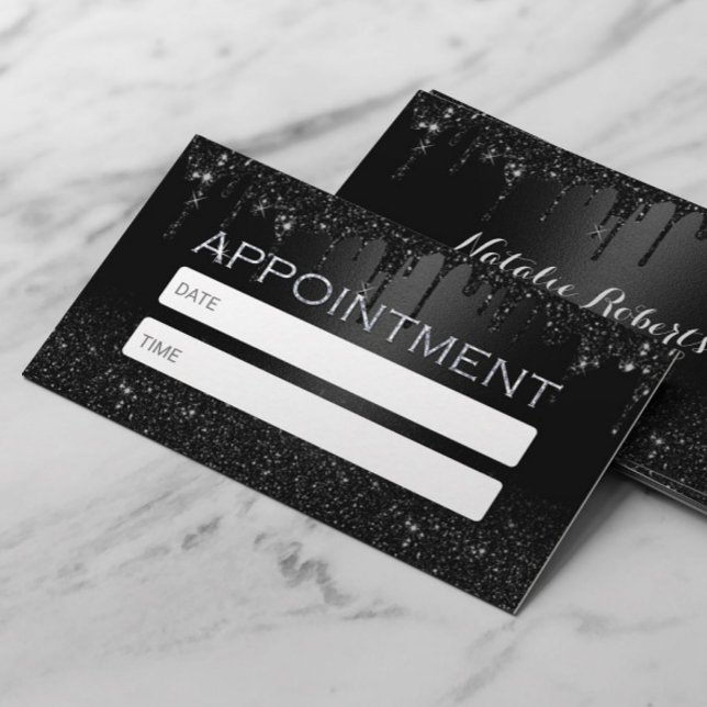 Modern Black Glitter Drips Salon & Spa Appointment (Creator Uploaded)