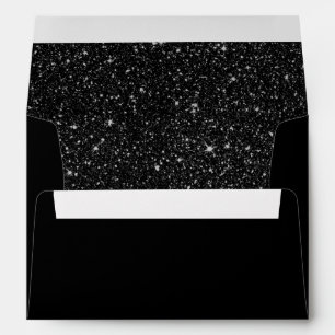 Modern Black Glitter Elegant All Black Envelope