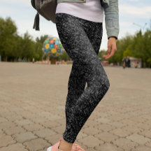 Modern Black Glitter Sparkle Leggings
