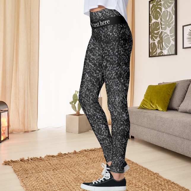 Modern Black Glitter Sparkle, with Custom Name  Leggings (Modern Black Glitter Sparkle, with Custom Name Leggings)