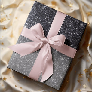 Modern Black Glitter Sparkles Personalised Name Wrapping Paper