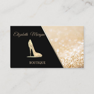 Modern Black ,Glittery Bokeh ,High Heel Business Card