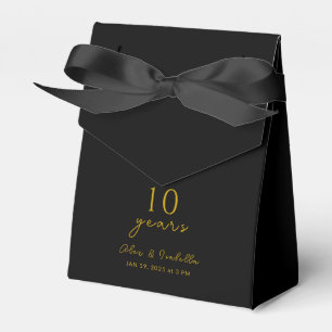 Modern Black & Gold 10th Wedding Anniversary Party Favour Box