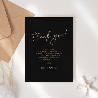 Modern Black Gold 16th Birthday Thank You Card 