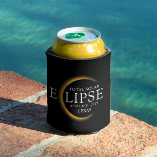 Modern Black & Gold 2024 Texas Total Solar Eclipse Can Cooler