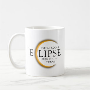Modern Black & Gold 2024 Texas Total Solar Eclipse Coffee Mug