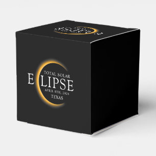Modern Black & Gold 2024 Texas Total Solar Eclipse Favour Box