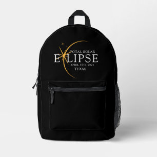 Modern Black & Gold 2024 Texas Total Solar Eclipse Printed Backpack