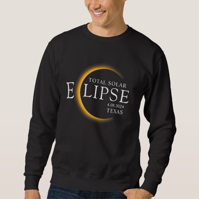 Modern Black & Gold 2024 Texas Total Solar Eclipse Sweatshirt (Front)