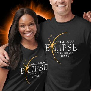 Modern Black & Gold 2024 Texas Total Solar Eclipse T-Shirt