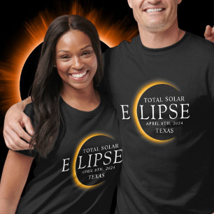 Modern Black & Gold 2024 Texas Total Solar Eclipse T-Shirt