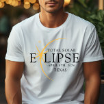 Modern Black & Gold 2024 Texas Total Solar Eclipse T-Shirt<br><div class="desc">Introducing our Modern Black & Gold 2024 Texas Total Solar Eclipse Custom T-Shirt, a stylish and commemorative piece for this rare celestial event. this shirt captures the elegance and excitement of the total solar eclipse. With the year 2024 boldly displayed, along with the location of Texas, it serves as a...</div>