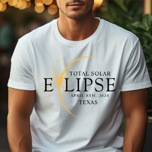 Modern Black & Gold 2024 Texas Total Solar Eclipse T-Shirt